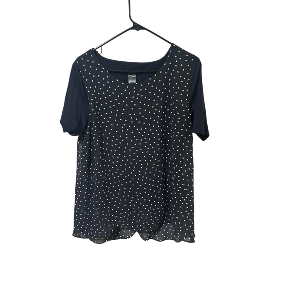 Ann Taylor Size Large Navy Polka‎ Dot Blouse - Picture 1 of 7